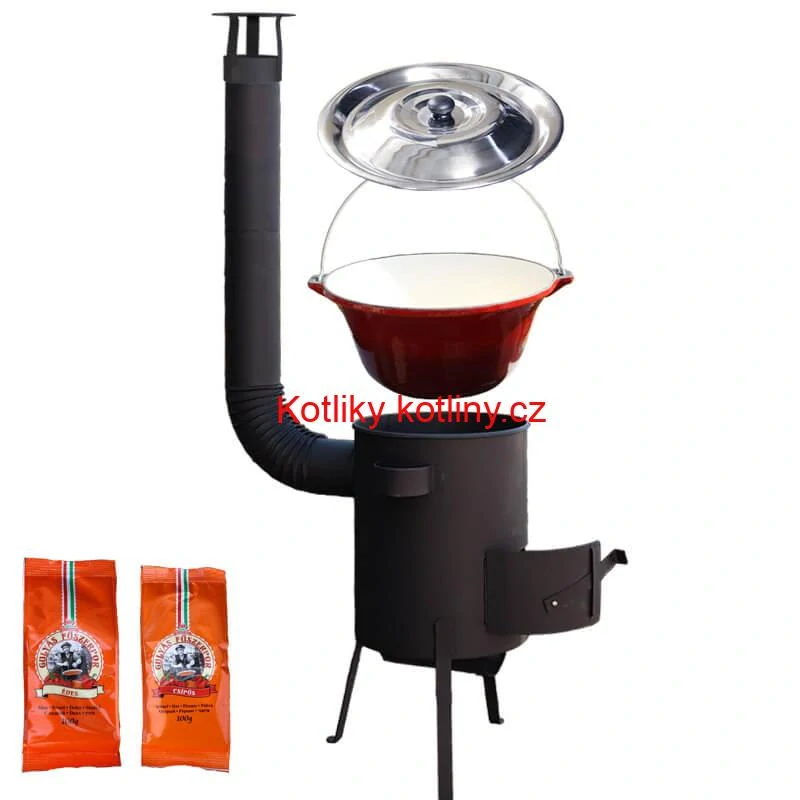 Litinový kotlík se smaltovanou úpravou 22 L + žáruvzdorná kotlina 42 PLUS 600 4 MM + paprikový pepř na guláš - MIX 100 g