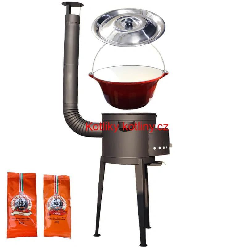 Litinový kotlík se smaltovanou úpravou 22 L + vysoká kotlina 42 PLUS 600 + paprikový pepř na guláš - MIX 100 g