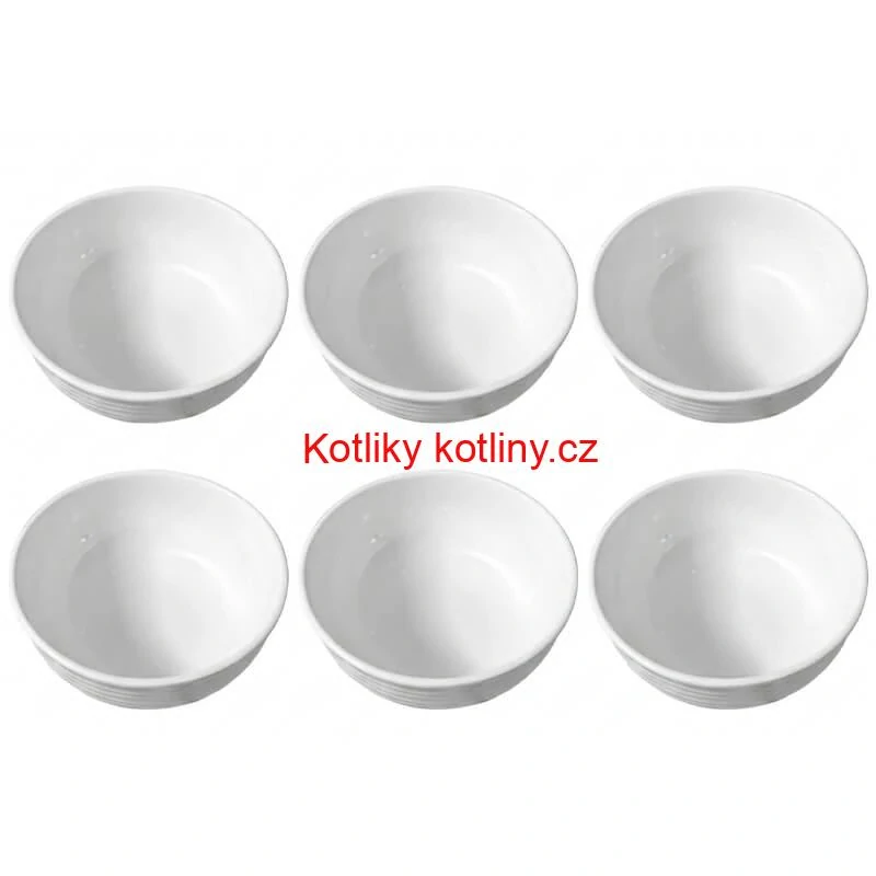 Sada 6 ks: Prémiové bílé misky s kamennou strukturou (750 ml)