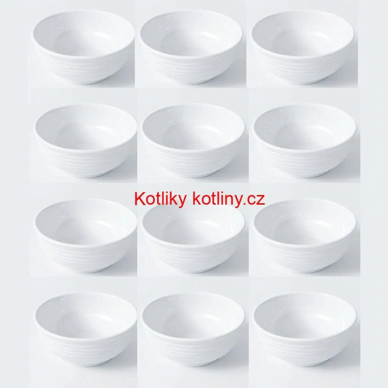 Sada 12 ks: Prémiové bílé misky s kamennou strukturou (750 ml)