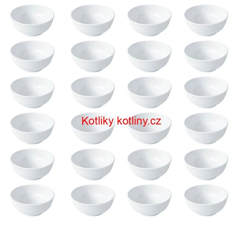 Sada 24 ks: Prémiové bílé misky s kamennou strukturou (750 ml)