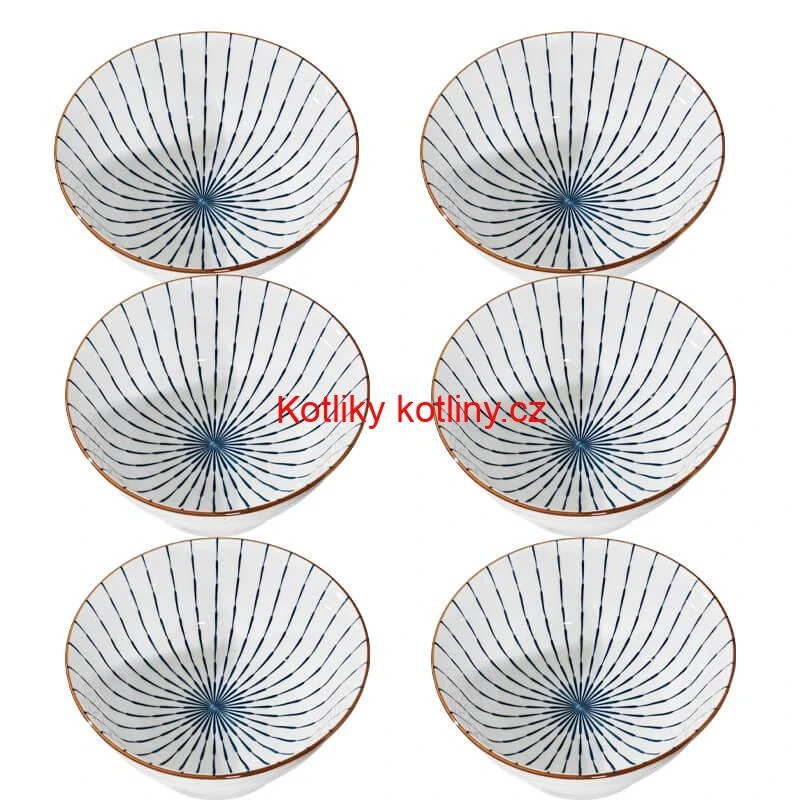 Sada 6 ks velkých keramických misek na guláš a polévky, 1 litr