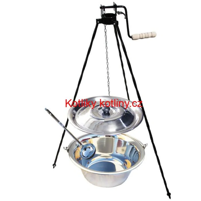 Nerezový kotlík 20 L (0,8 mm) + poklice + stojan s kladkou VAR