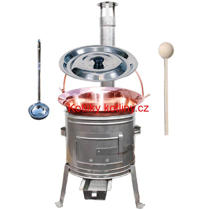 Měděný kotlík 30 L + nerezová kotlina 45 cm TOPLUX