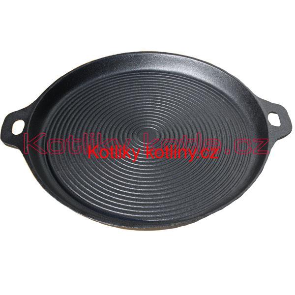 Kvalitní litinová deska na grilování a opékání - kulatá