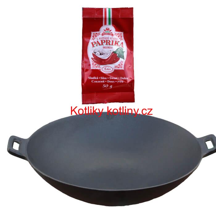 Litinový wok 36 cm + sladká paprika 50 g