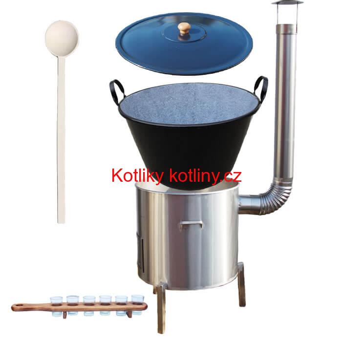 Zabijačkova nerezová souprava 80 L + sada skleniček