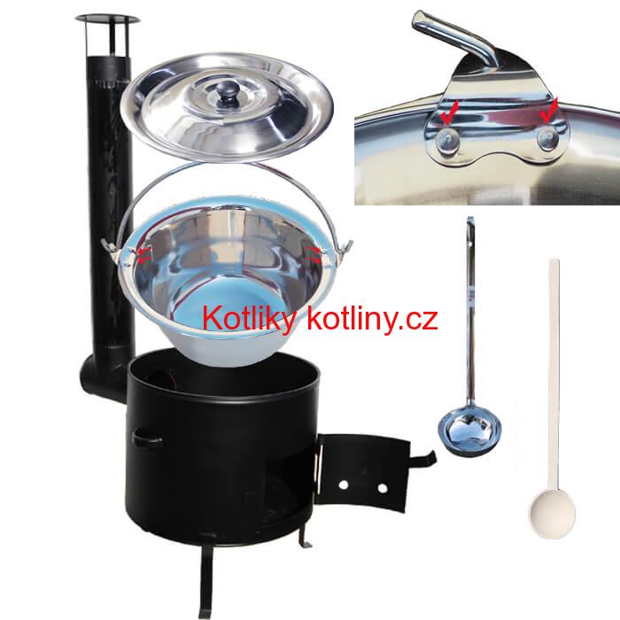Nerezový kotlíkový set 45 cm + zesílený nerezový kotlík 30 L