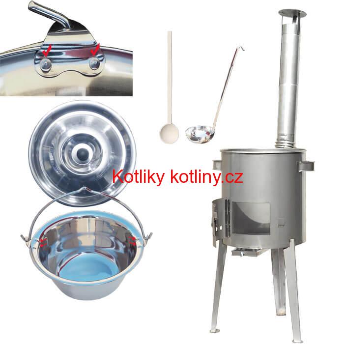 Zesílený nerezový kotlík 20 L + nerezová kotlina 42 cm LUXUS