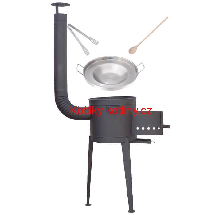 Nerezová pánev na grilování + žáruvzdorná kotlina 36 cm