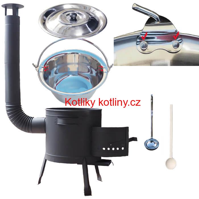 Nerezový kotlík 30 L (0,8 mm) s nýty + nízká kotlina 45 cm PLUS 600