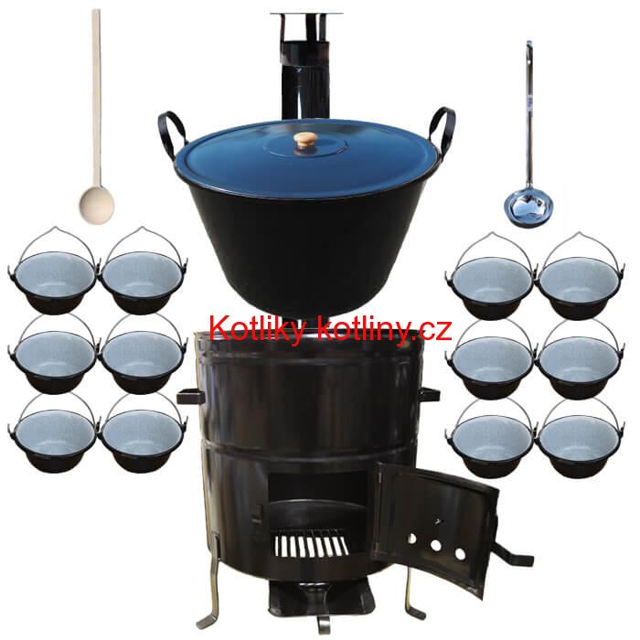 Smaltovaný kotel 70 L + servírovací kotlíky (12 ks) BIG PARTY