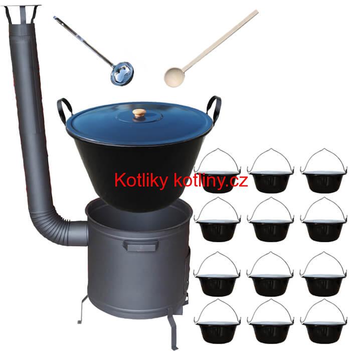 Smaltovaný kotel 70 L + servírovací kotlíky (12 ks) PLUS 600