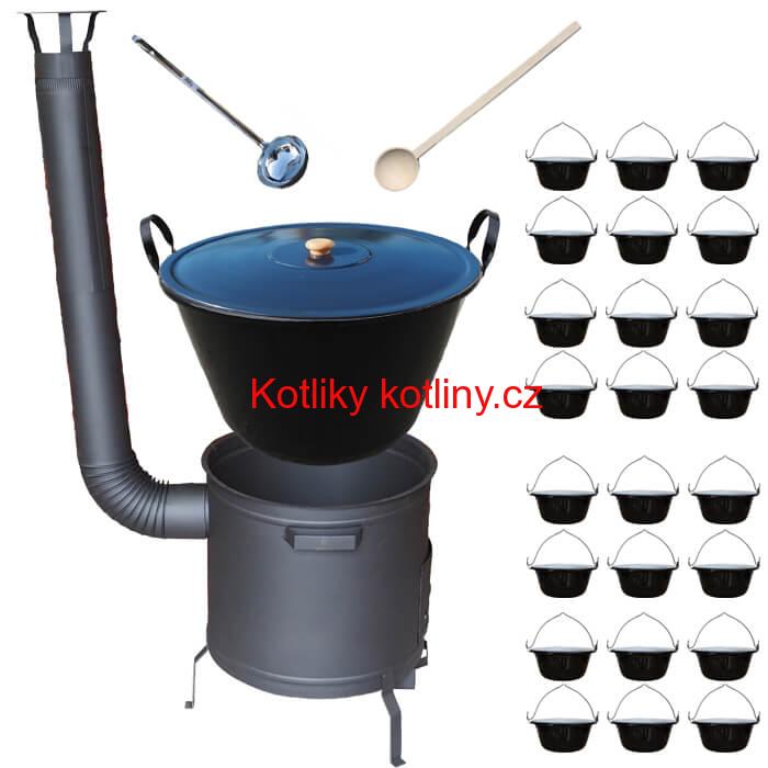 Smaltovaný kotel 80 L + servírovací kotlíky (24 ks) PLUS 600