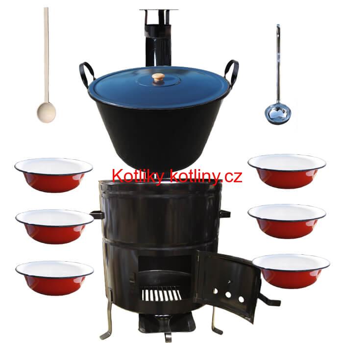 Smaltovaný kotel 60 L + smaltované talíře 6 ks BIG PARTY