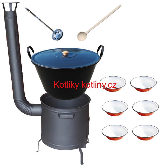 Smaltovaný kotel 60 L + smaltované talíře 6 ks PLUS 600