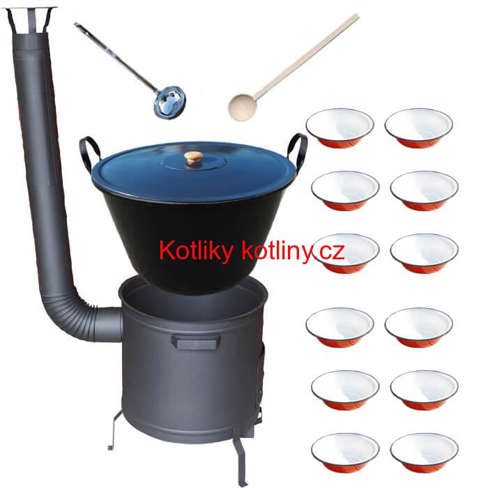 Smaltovaný kotel 80 L + smaltované talíře 12 ks PLUS 600