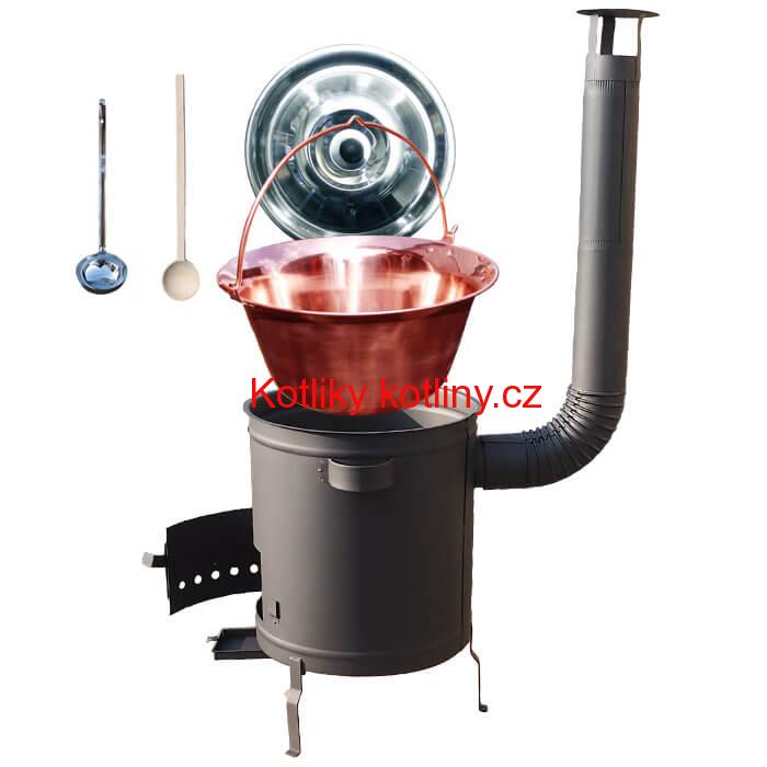 Měděný kotlík 20 L (1,2 mm) + hrubostěnná (1,5 mm) a žáruvzdorná kotlina 42 PLUS 600