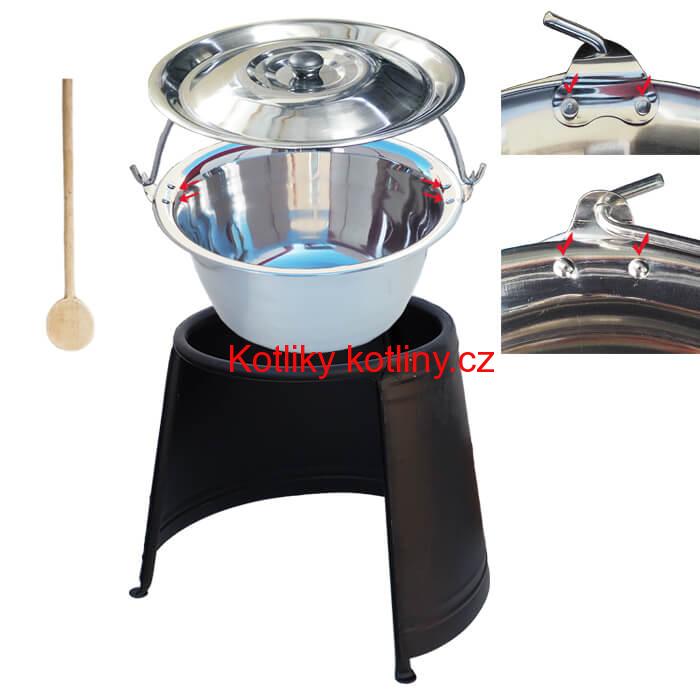 Nerezový kotlík 20 L (0,8 mm) s nýty + chránič plamene