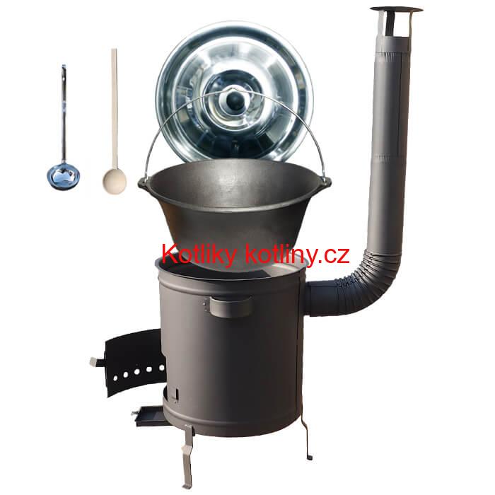 Litinový kotlík 22 L + silnostěnná (1,5 mm) a žáruvzdorná kotlina 45 PLUS 600