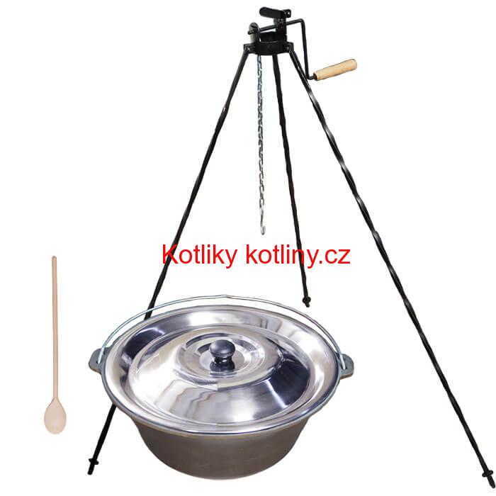 Litinový kotlík 16 L + stojan s kladkou VAR