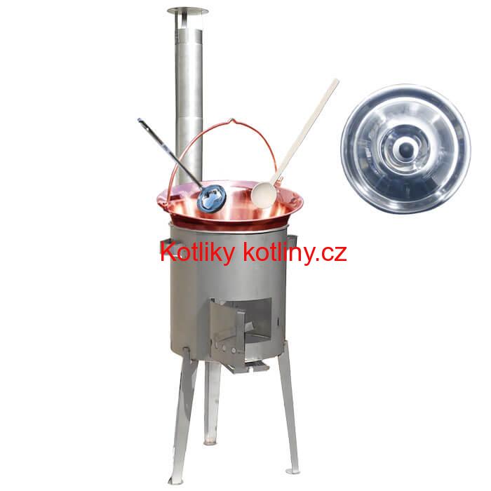 Měděný kotlík 30 L (1,2 mm) + nerezová kotlina 45 cm LUXUS