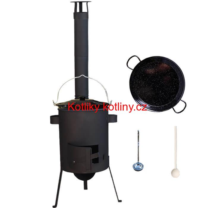 Smaltovaný kotlík 16 L + Paella snaltovaná pánev 42 cm + žáruvzdorná kotlina 39 PLUS 600 4 MM