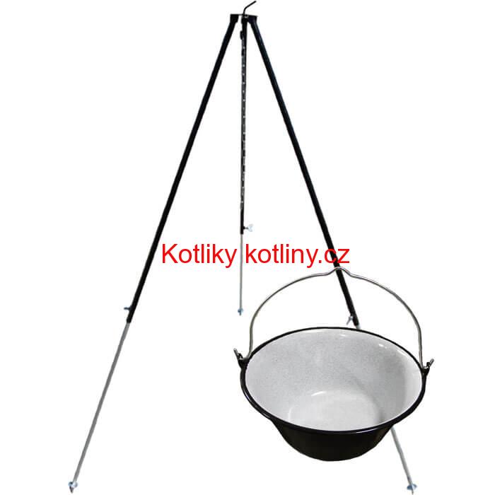 Smaltovaný kotlík 40 L + teleskopicka trojnožka 1,7 m
