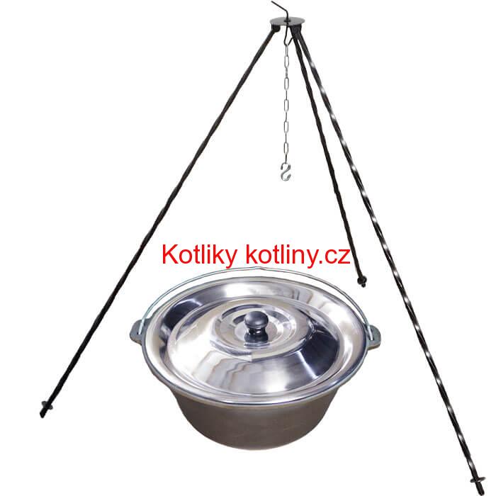 Litinový kotlík 7,2 L + poklice + trojnožka 1,2 m