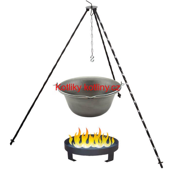 Železný kotlík 20 L (0,75 mm) + trojnožka 1,2 m + ohniště 36 cm