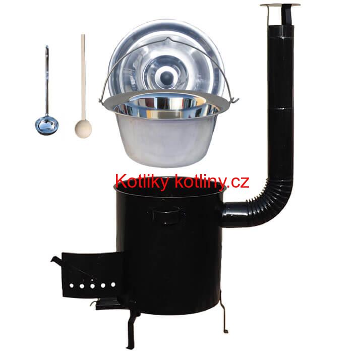 Nerezový kotlík 30 L (1,2 mm) + hrubostěnná (1,5 mm) kovová kotlina 45 STRONG