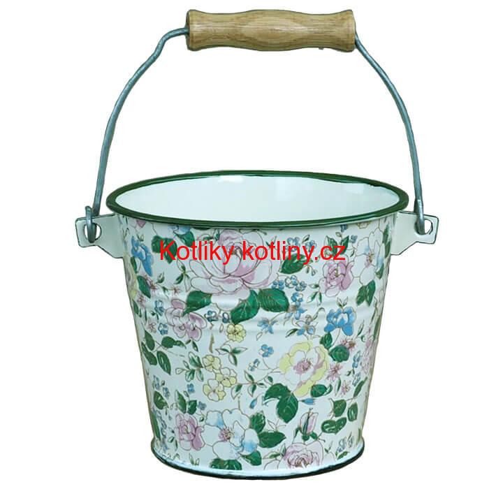 Smaltovaný hrnek s výlevkou 1 L + vědro 1 L DECOR