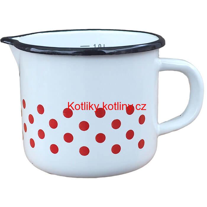 Smaltovaný hrnek s výlevkou 1 L - tečkovaný