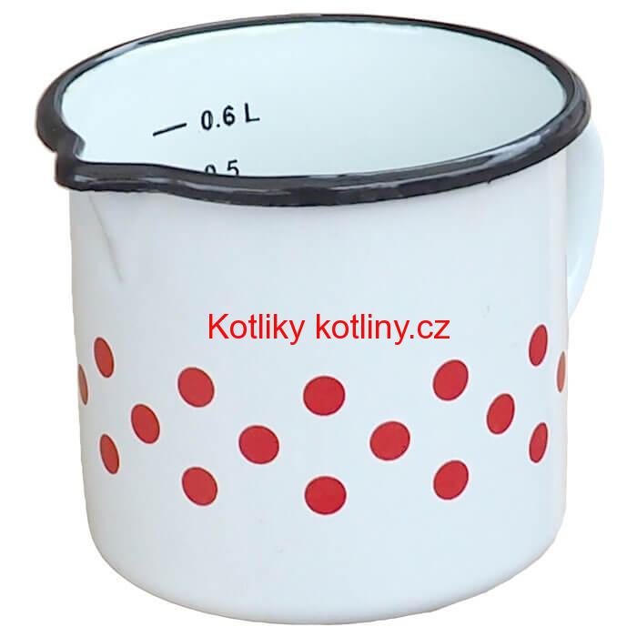 Smaltovaný hrnek s ouškem 0,6 L - tečkovanou