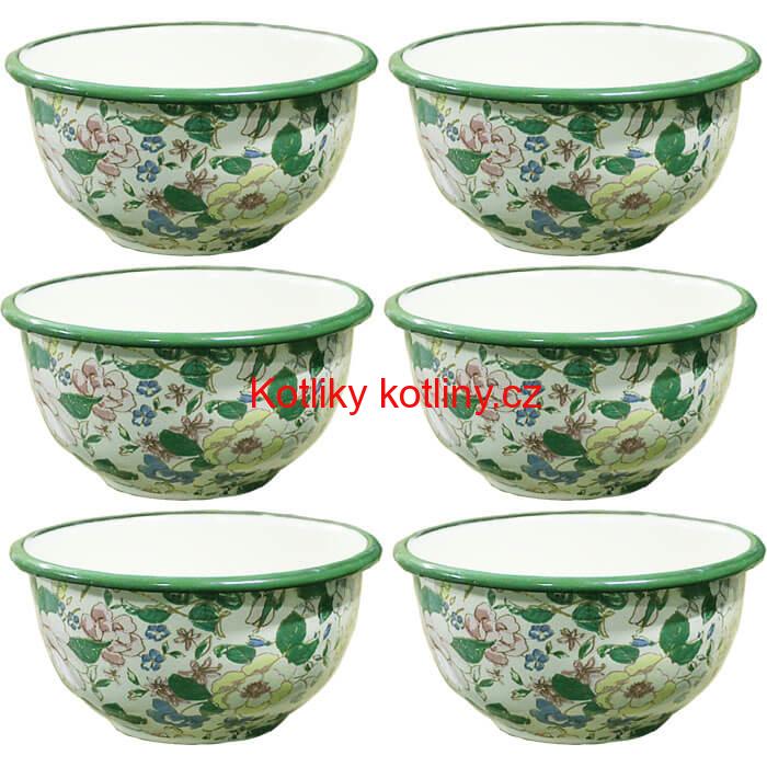 Souprava smaltovaných misek 17 cm 6 ks DECOR