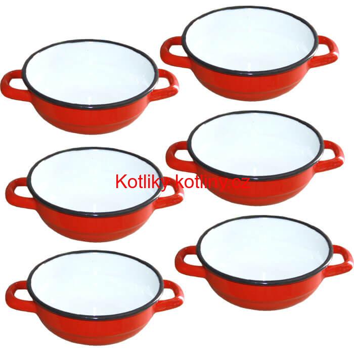 Souprava smaltovaných selských misek 16 cm 6 ks