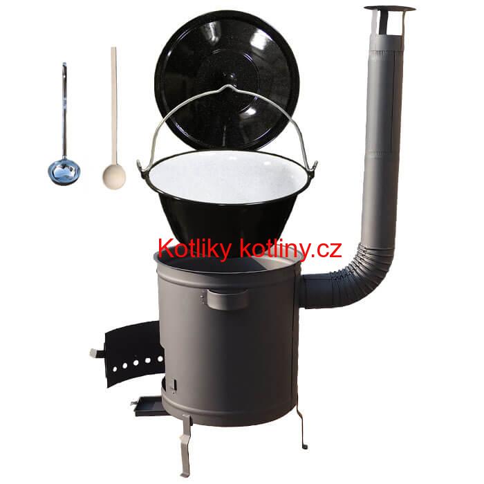 Smaltovaný kotlík 13 L (1,2 mm) + hrubostěnná (1,5 mm) a žáruvzdorná kotlina 36 PLUS 600