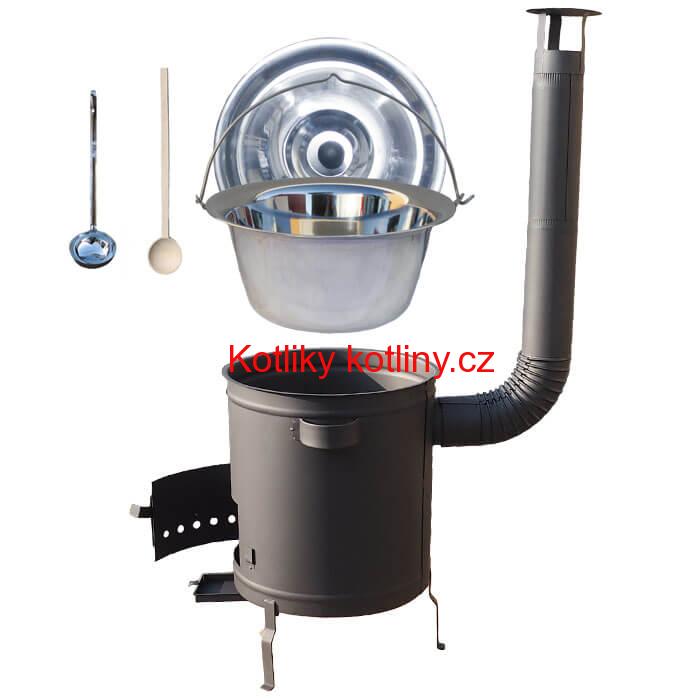 Nerezový kotlík 14 L (0,8 mm) + hrubostěnná (1,5 mm) a žáruvzdorná kotlina 36 PLUS 600