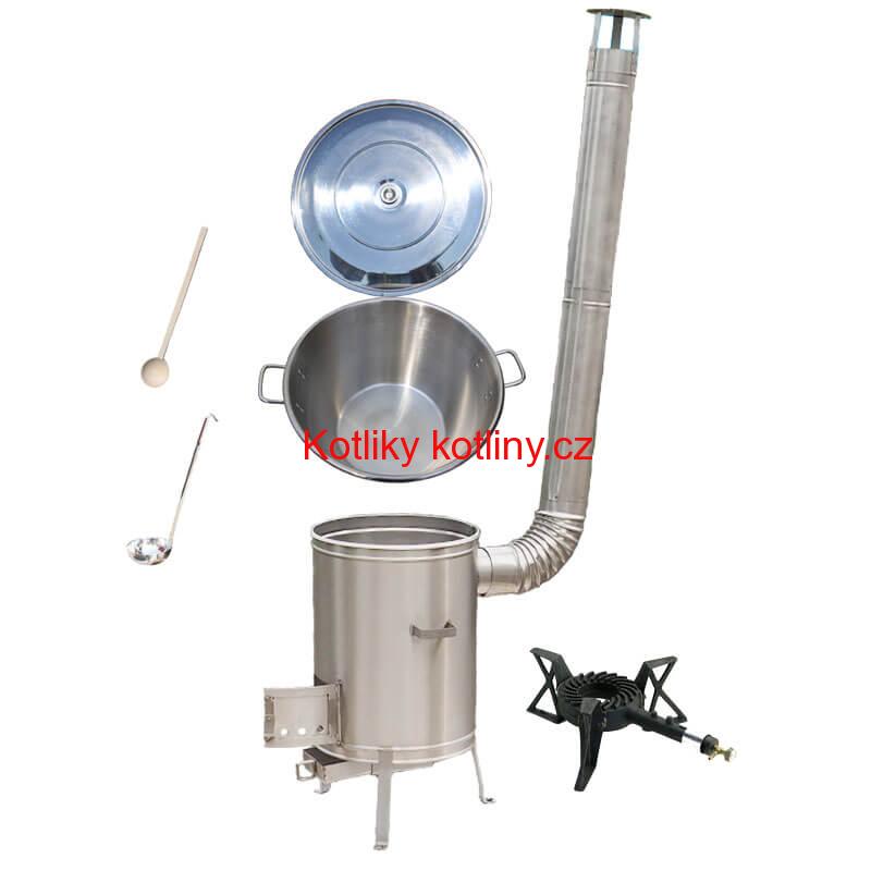 Nerezový kotel 70 L + nerezová kotlina 56 cm LUX + litinový hořák 7 kW BIG PARTY