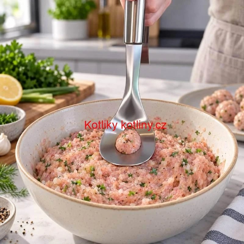 Nerezové tvořítko na masové kuličky, karbanátky a knedlíčky 18 cm