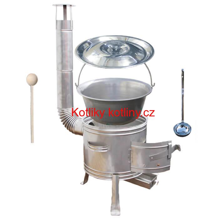 Nerezový kotlík 30 L (1,5 mm) + nerezová kotlina 42 cm TOPLUX + vařečka a naběračka