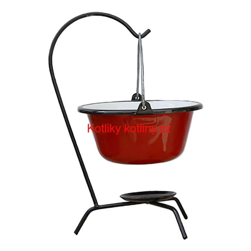 Servírovací kotlík na guláš smaltovaný červený 0,8 l + stojánek