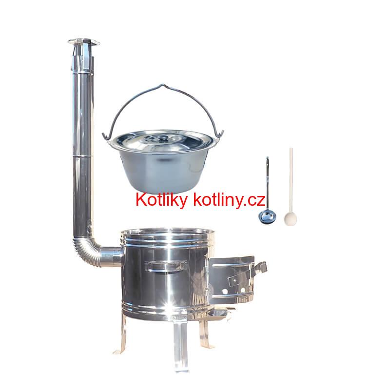 Nerezový kotlík 15 L (0,8 mm) zesílený s nýty + nerezová kotlina 36 cm TOP INOX