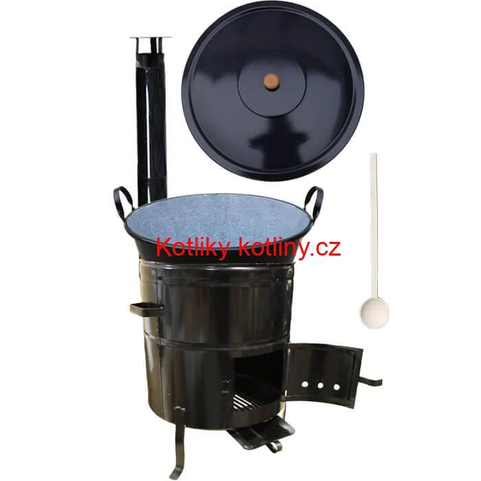 Zabijačkový smaltovaný kotel 70 L + kovová kotlina 56 cm + kouřovod