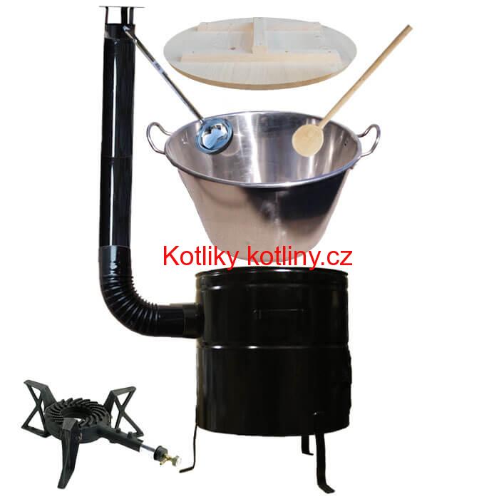 Zabijačkový nerezový kotel 100 L + kovová kotlina 60 cm + litinový hořák