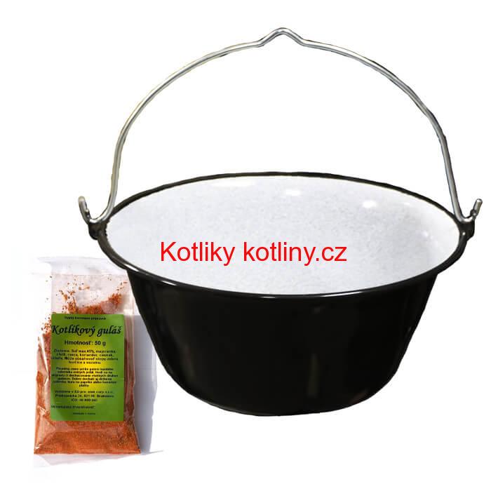 Smaltovaný kotlík 16 L + koření na kotlíkový guláš 50 g
