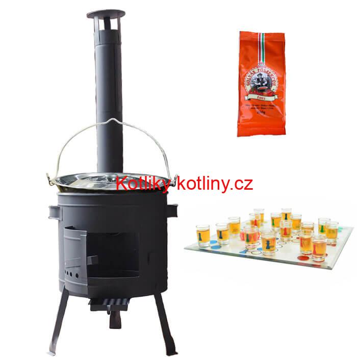 Smaltovaný kotlík 25 L (1,2 mm) + pepř + člověče pi už + nízká žáruvzdorná kotlina 42 PLUS 600