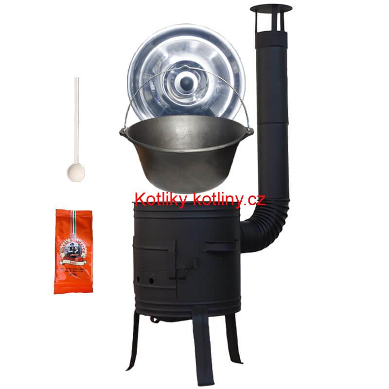 Litinový kotlík 10,8 L + kotlina 33 cm (1 mm) + žáruvzdorná barva Plus 700