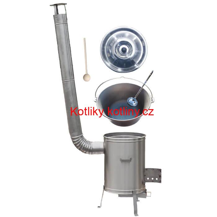 Litinový kotlík bez povrchové úpravy 10,8 L + Nerezová kotlina 33 LUX