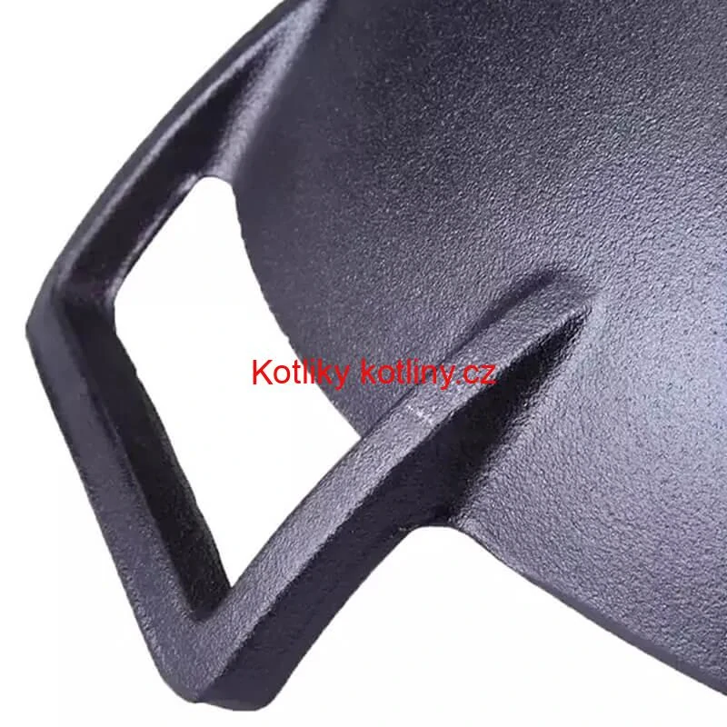 Litinový čínský wok 36,5 cm s dřevěnou poklicí